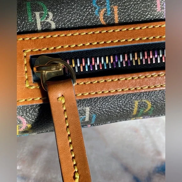 Vintage Y2K Dooney & Bourke Rainbow Monogram Mini Bowler Handbag w/ Heart Charm - Picture 5 of 17